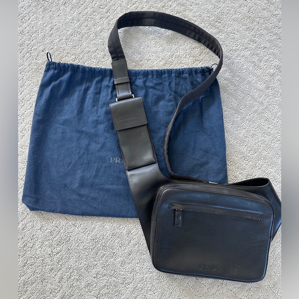 Prada Brown Leather Crossbody Bag. Rare Style. Excellent Condition